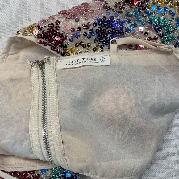 12th Tribe Multicolor Sequin Crop Top - Picture 6 of 6